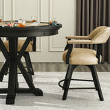Steve Silver Furniture - Rylie Black 6Pc Counter Dining Set W/Gaming Top - Black|Light Brown Wood|Faux Leather - Dining Room Sets - Additional View 1