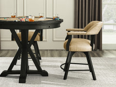 Steve Silver Furniture - Rylie Black 6Pc Counter Dining Set W/Gaming Top - Black|Light Brown Wood|Faux Leather - Dining Room Sets - Additional View 1