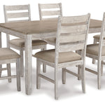 Ashley Furniture - SKEMPTON 7 PIECE DINING SET - White Fabric|Wood - Dining Room Sets