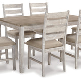 Ashley Furniture - SKEMPTON 7 PIECE DINING SET - White Fabric|Wood - Dining Room Sets