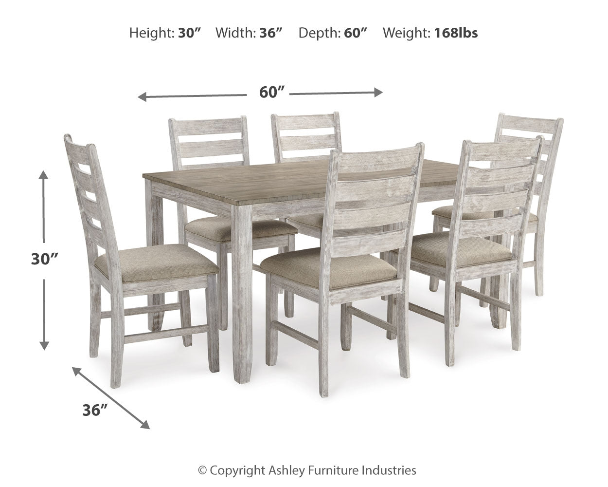 Ashley Furniture - SKEMPTON 7 PIECE DINING SET - White Fabric|Wood - Dining Room Sets - Additional View 2