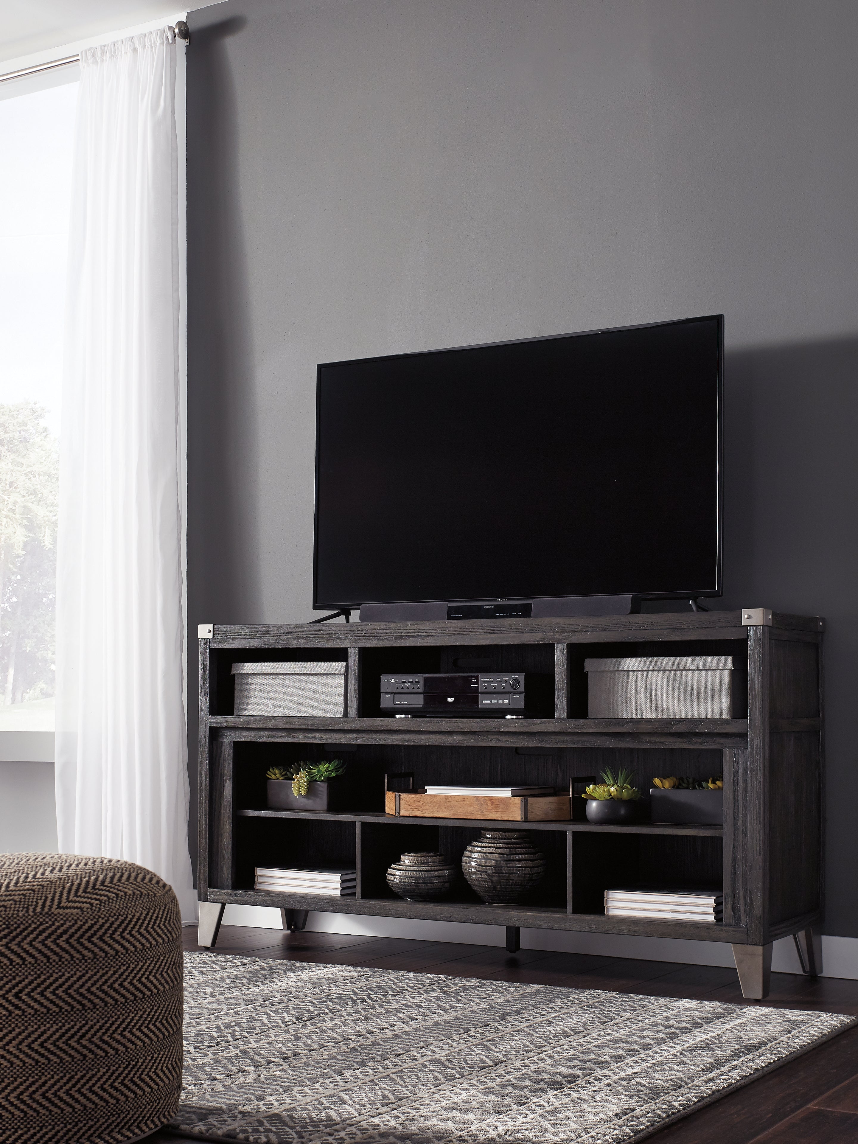 Ashley Furniture - TODOE MEDIA STAND - Gray Wood - TV Stands - Additional View 1