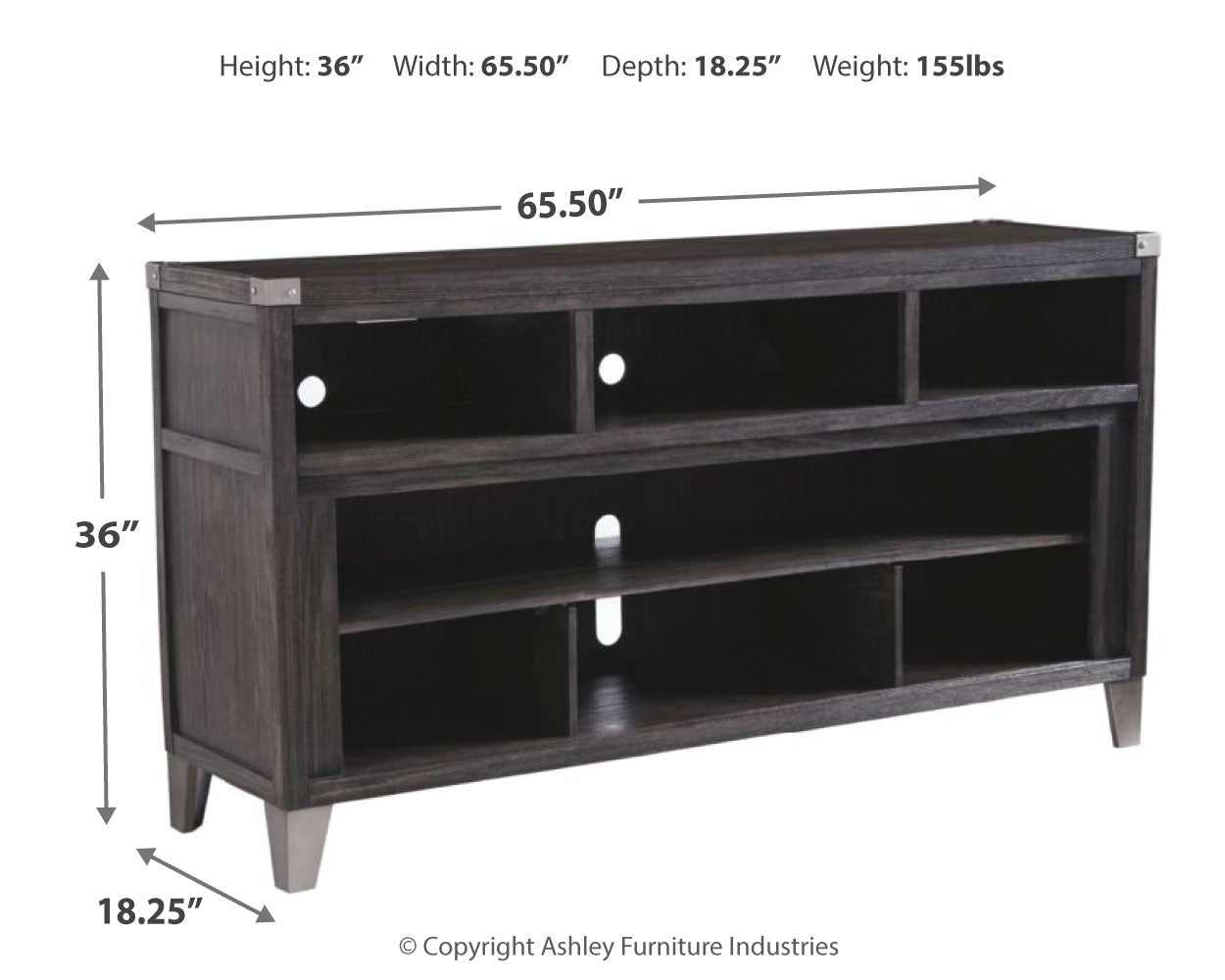 Ashley Furniture - TODOE MEDIA STAND - Gray Wood - TV Stands - Additional View 3