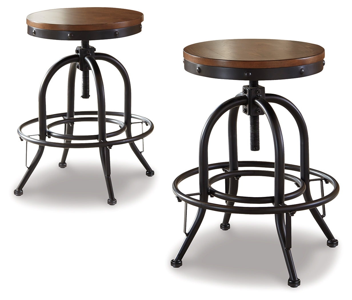 Ashley Furniture - Valebeck 24" Swivel Barstool - Brown - Dark Brown Wood|Metal - Stools