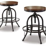Ashley Furniture - Valebeck 24" Swivel Barstool - Brown - Dark Brown Wood|Metal - Stools