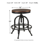Ashley Furniture - Valebeck 24" Swivel Barstool - Brown - Dark Brown Wood|Metal - Stools - Additional View 3