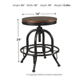 Ashley Furniture - Valebeck 24" Swivel Barstool - Brown - Dark Brown Wood|Metal - Stools - Additional View 3