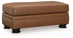 Ashley Furniture - CARIANNA CARAMEL LEATHER OTTOMAN - Light Brown Leather Match - Ottomans