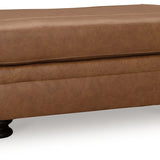 Ashley Furniture - CARIANNA CARAMEL LEATHER OTTOMAN - Light Brown Leather Match - Ottomans