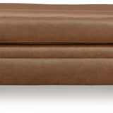Ashley Furniture - CARIANNA CARAMEL LEATHER OTTOMAN - Light Brown Leather Match - Ottomans - Additional View 2