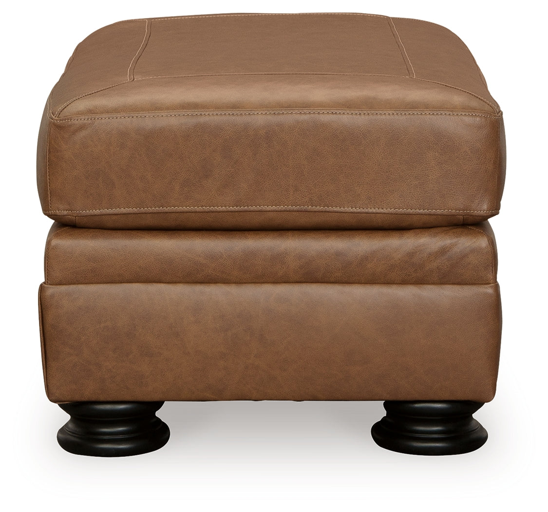 Ashley Furniture - CARIANNA CARAMEL LEATHER OTTOMAN - Light Brown Leather Match - Ottomans - Additional View 3