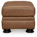 Ashley Furniture - CARIANNA CARAMEL LEATHER OTTOMAN - Light Brown Leather Match - Ottomans - Additional View 3