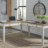 Ashley Furniture - REALYN HOME OFFICE DESK WITH RETURN - Light Brown Wood - Desks - Additional View 1
