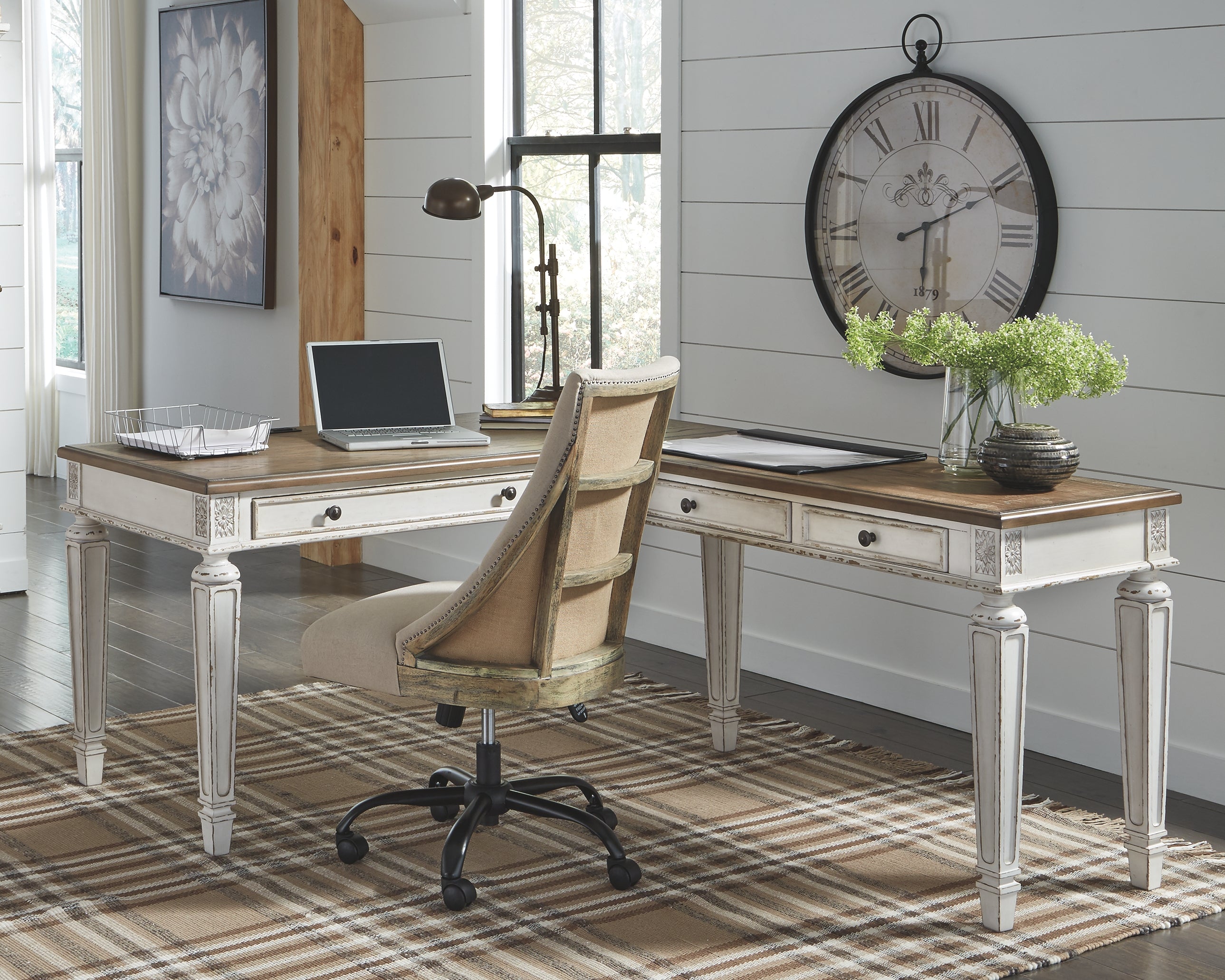 Ashley Furniture - REALYN HOME OFFICE DESK WITH RETURN - Light Brown Wood - Desks - Additional View 11