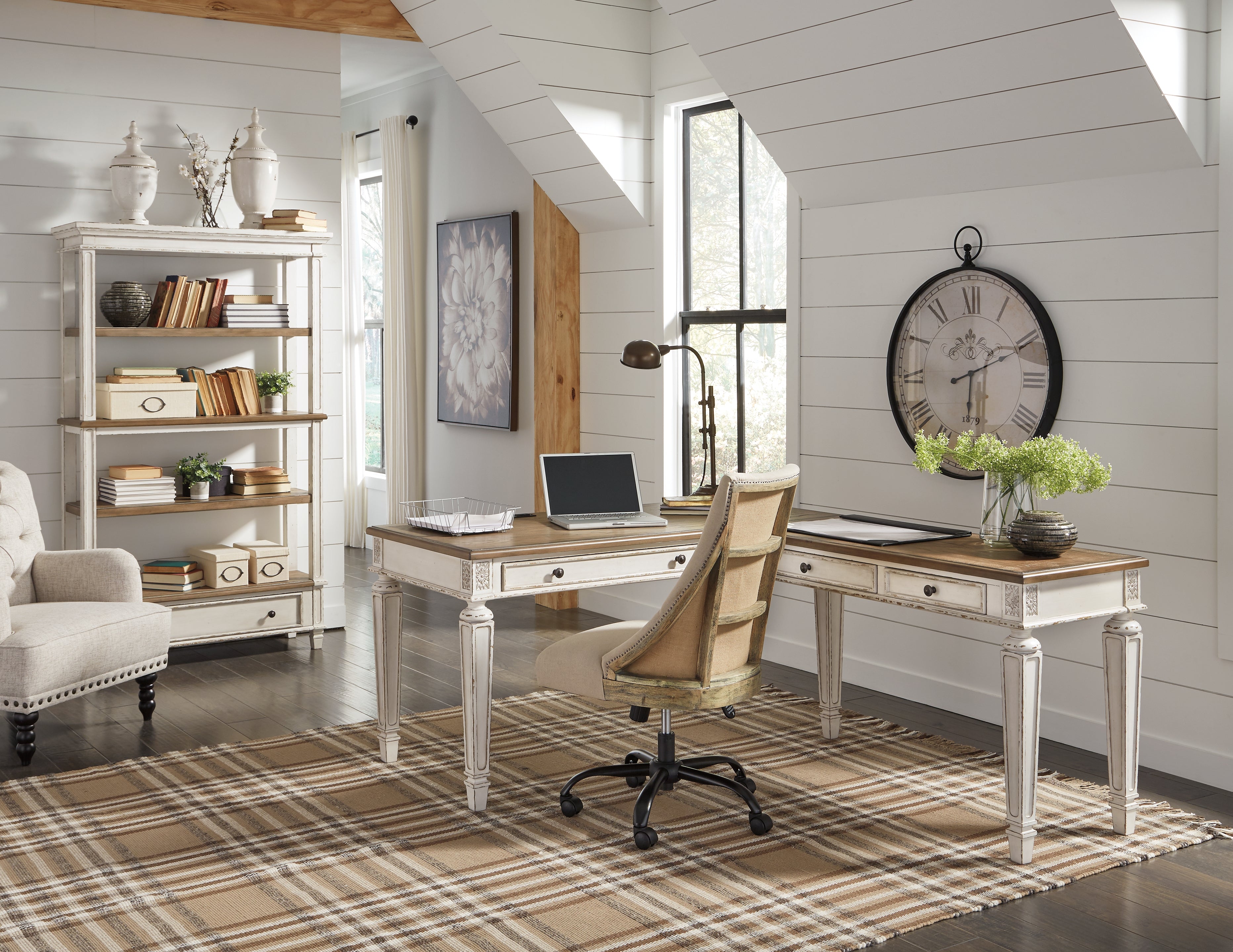 Ashley Furniture - REALYN HOME OFFICE DESK WITH RETURN - Light Brown Wood - Desks - Additional View 12