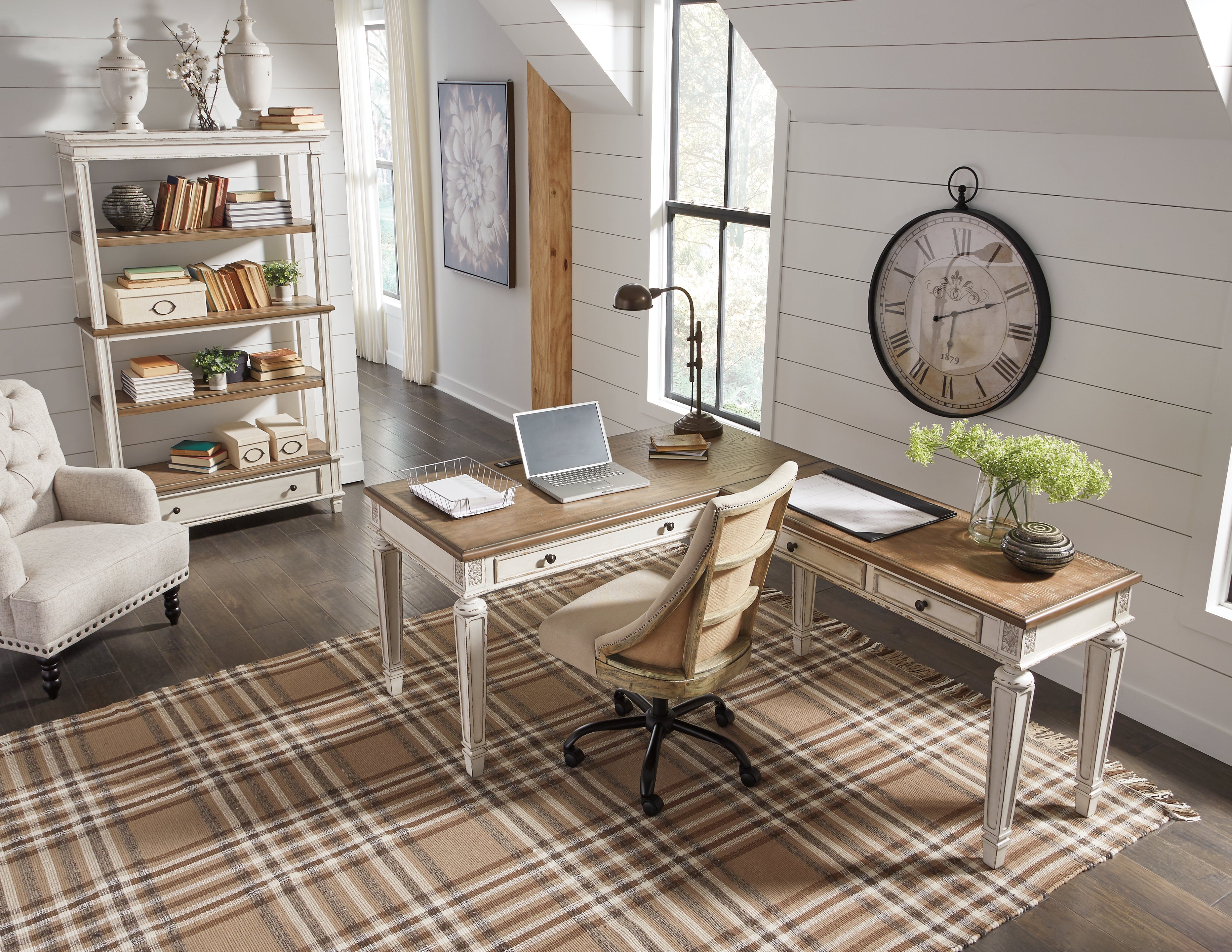 Ashley Furniture - REALYN HOME OFFICE DESK WITH RETURN - Light Brown Wood - Desks - Additional View 13