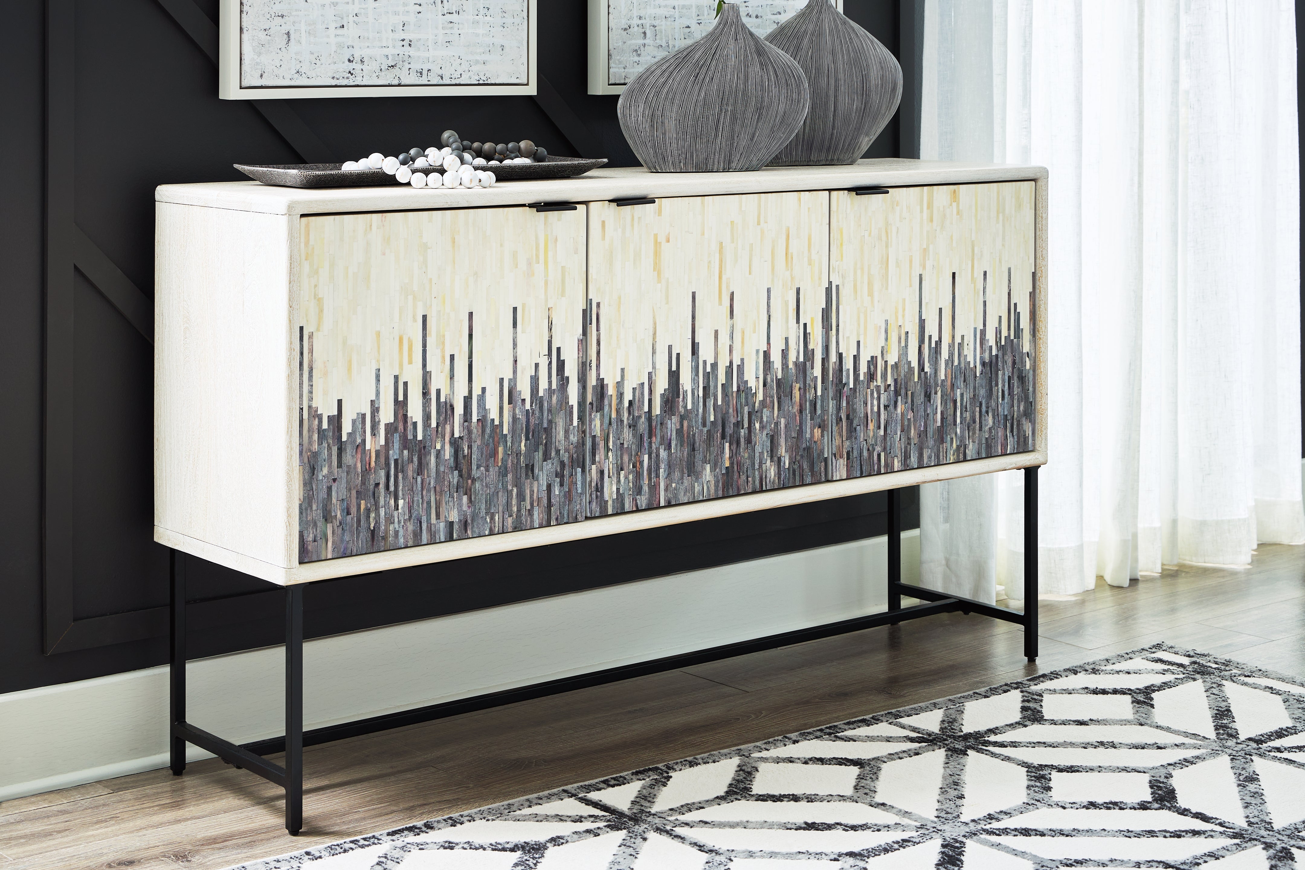 Ashley Furniture - FREYTON ACCENT CABINET - White Wood - Cabinets - Additional View 1