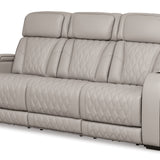 Ashley Furniture - Boyington Power Sofa With Massage, Heat, And Led Lighting - Gray - Leather Match - Sofas