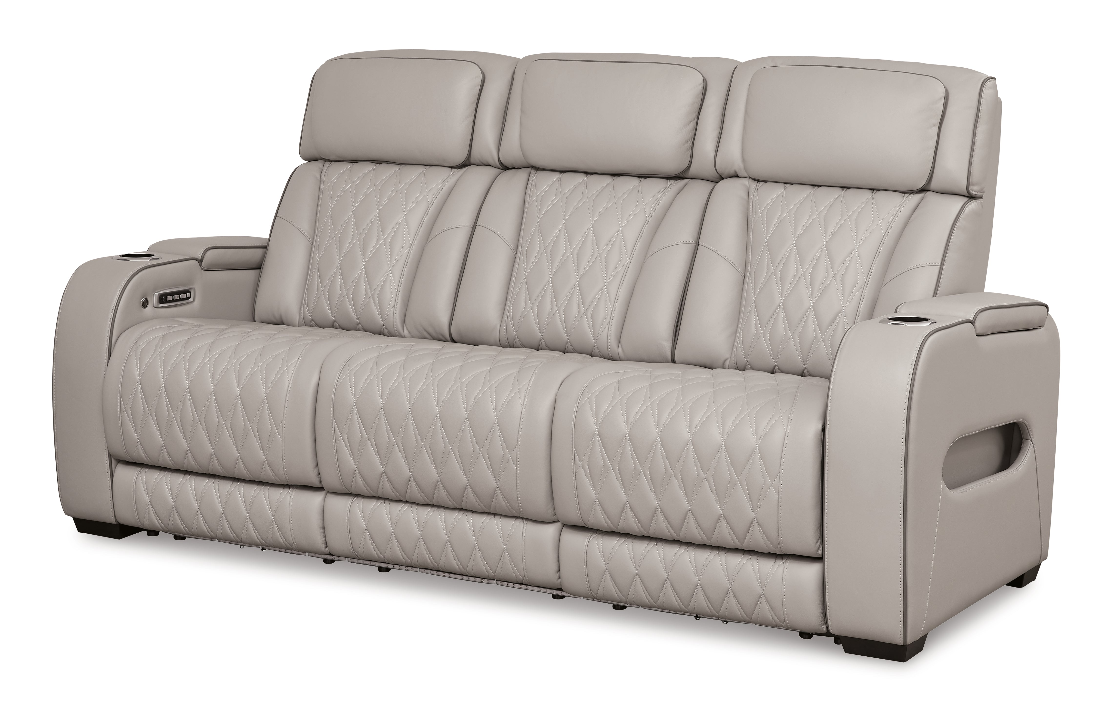 Ashley Furniture - Boyington Power Sofa With Massage, Heat, And Led Lighting - Gray - Leather Match - Sofas