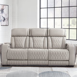 Ashley Furniture - Boyington Power Sofa With Massage, Heat, And Led Lighting - Gray - Leather Match - Sofas - Additional View 1