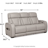 Ashley Furniture - Boyington Power Sofa With Massage, Heat, And Led Lighting - Gray - Leather Match - Sofas - Additional View 3