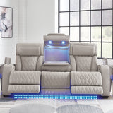 Ashley Furniture - Boyington Power Sofa With Massage, Heat, And Led Lighting - Gray - Leather Match - Sofas - Additional View 7