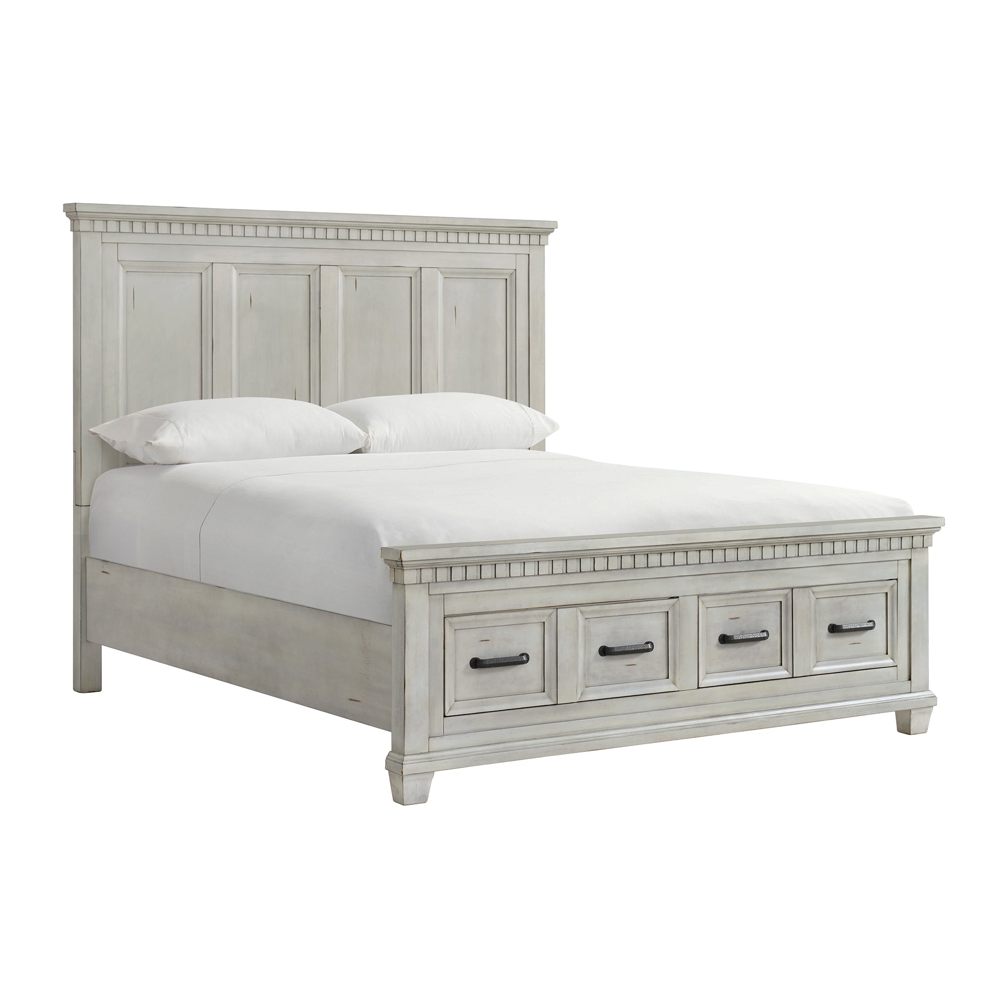 Elements International - Mccoy King Bed - Antique White - Wood - Beds