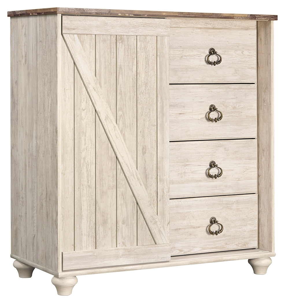 Ashley Furniture - WILLOWTON DRESSING CHEST - Beige Wood - Chests
