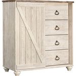 Ashley Furniture - WILLOWTON DRESSING CHEST - Beige Wood - Chests