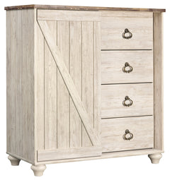 Ashley Furniture - WILLOWTON DRESSING CHEST - Beige Wood - Chests