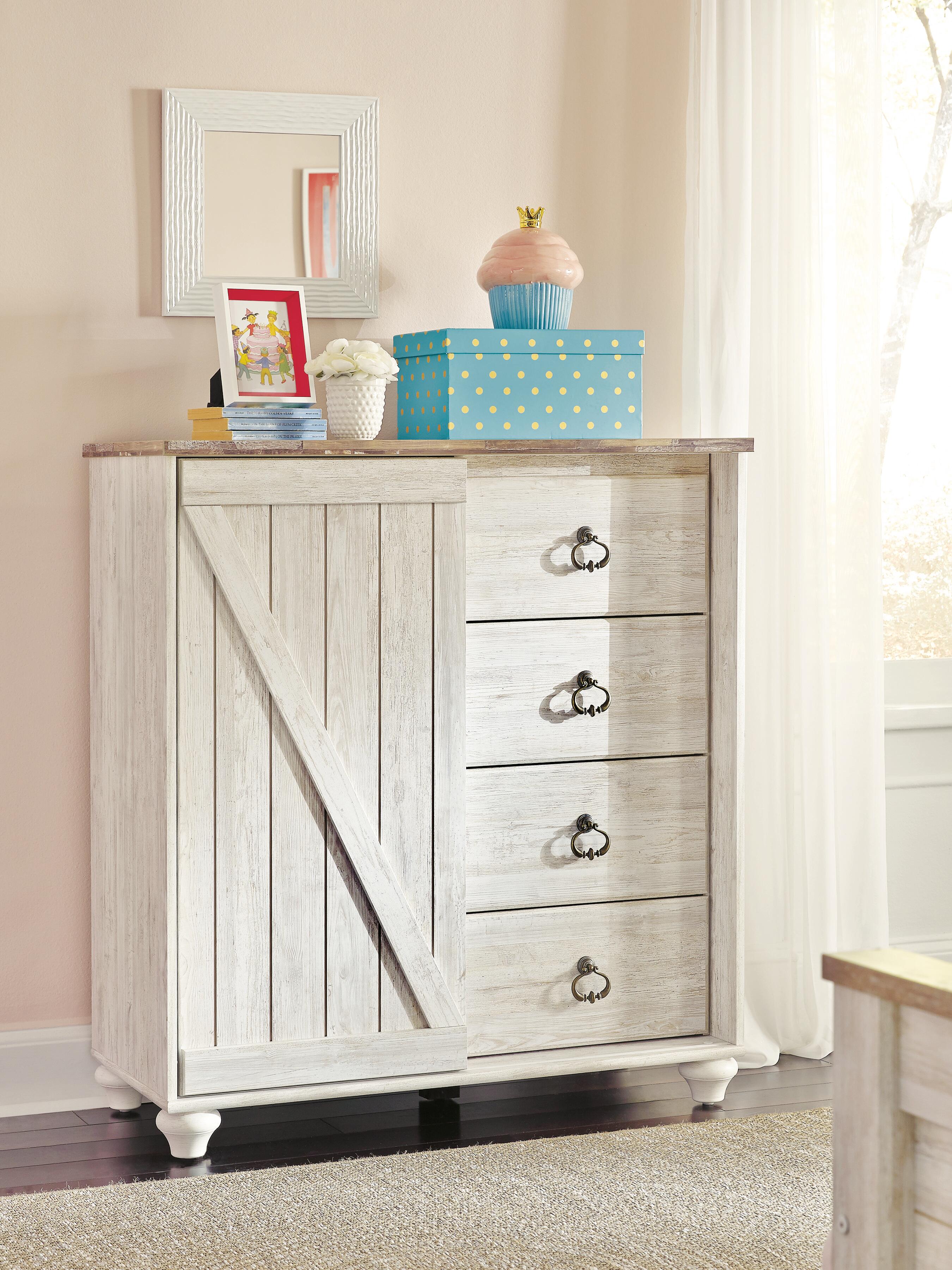 Ashley Furniture - WILLOWTON DRESSING CHEST - Beige Wood - Chests - Additional View 1