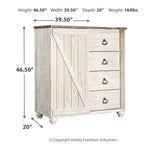 Ashley Furniture - WILLOWTON DRESSING CHEST - Beige Wood - Chests - Additional View 2