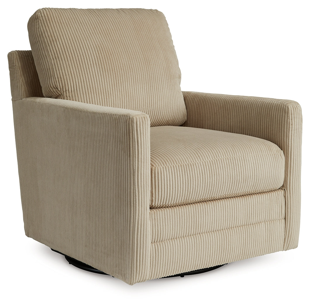 Ashley Furniture - Icaman Swivel Chair - Sand - Beige Fabric - Chairs