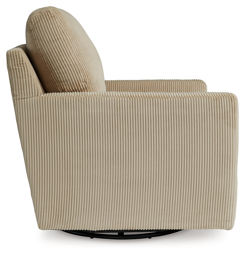 Ashley Furniture - Icaman Swivel Chair - Sand - Beige Fabric - Chairs - Additional View 3