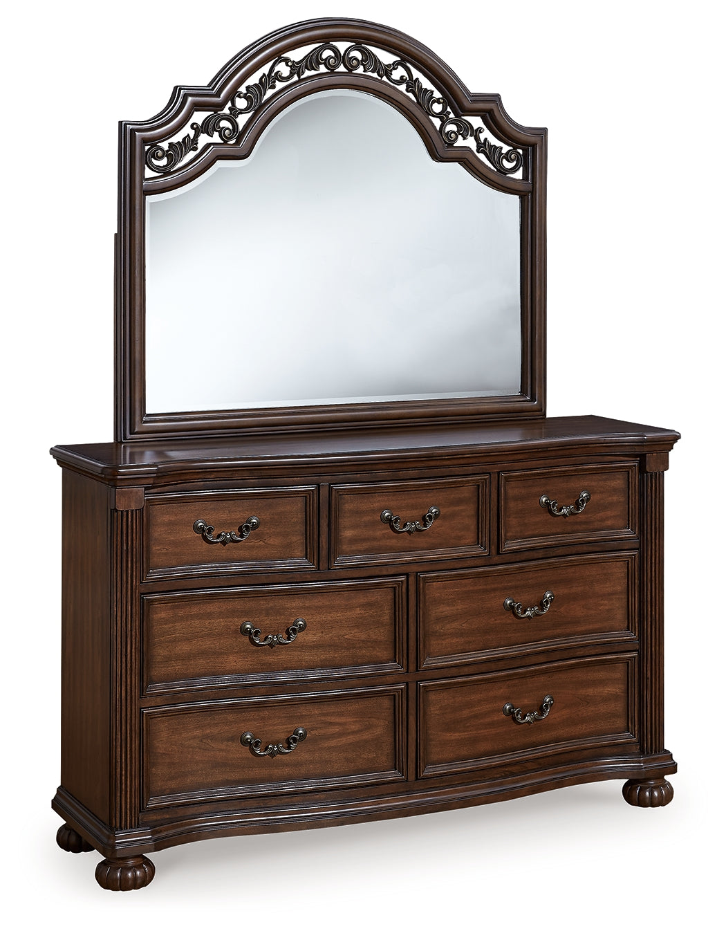 Ashley Furniture - Lavinton Dresser & Mirror - Dark Brown Wood|Glass - Dresser & Mirror