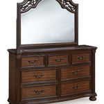 Ashley Furniture - Lavinton Dresser & Mirror - Dark Brown Wood|Glass - Dresser & Mirror