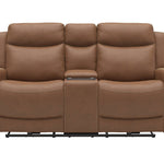 Adeline Leather Power Loveseat With Console - Butternut