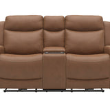 Adeline Leather Power Loveseat With Console - Butternut