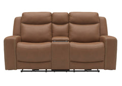 Adeline Leather Power Loveseat With Console - Butternut