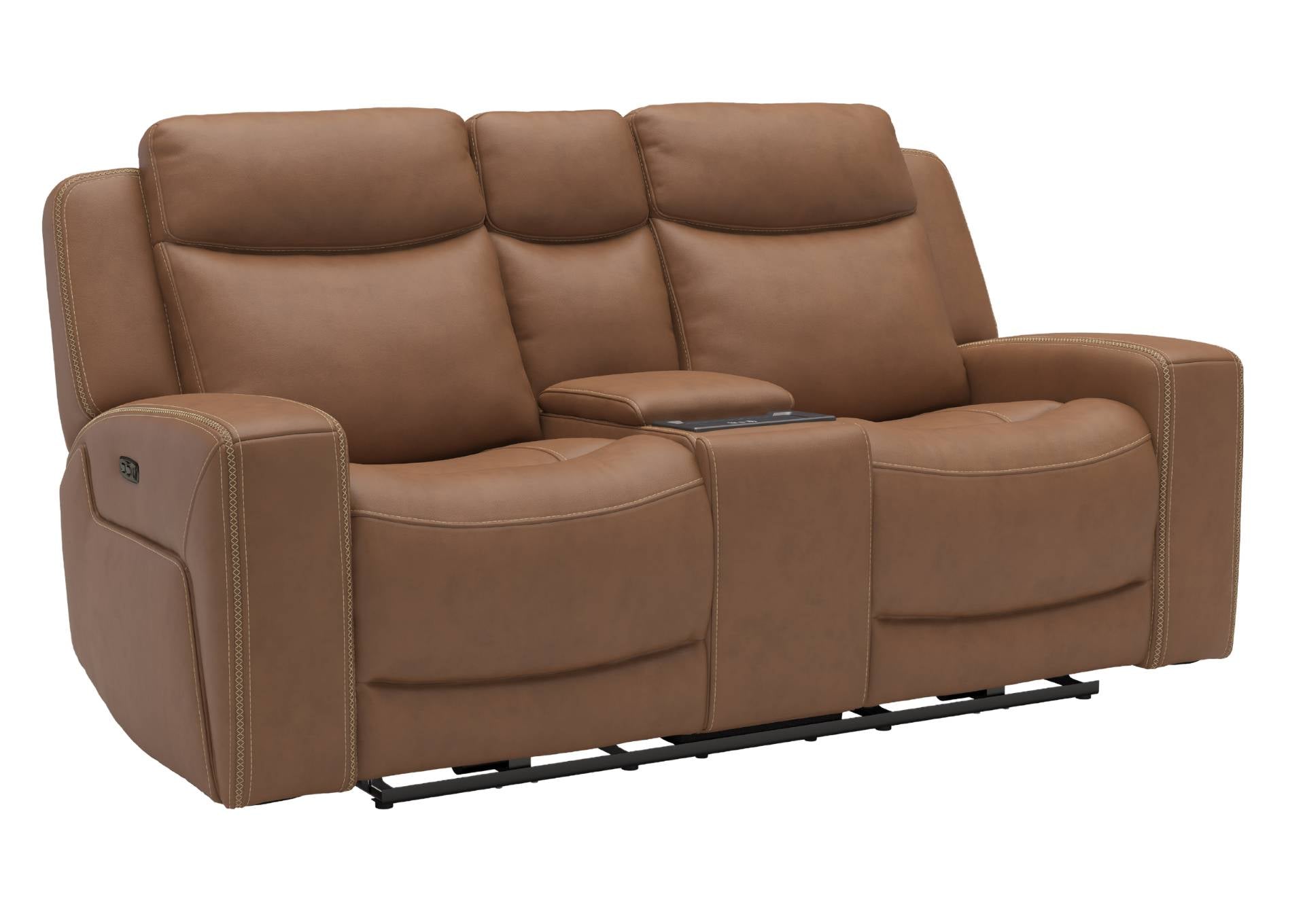 Adeline Leather Power Loveseat With Console - Butternut - Additional View 1