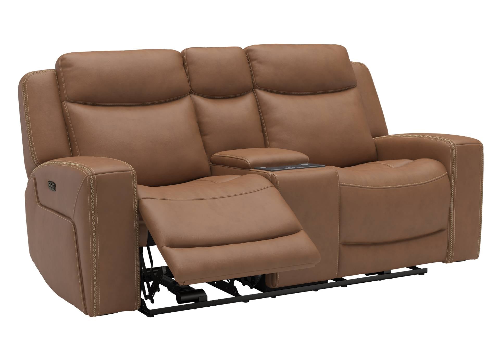 Adeline Leather Power Loveseat With Console - Butternut - Additional View 2