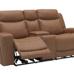 Adeline Leather Power Loveseat With Console - Butternut - Additional View 2