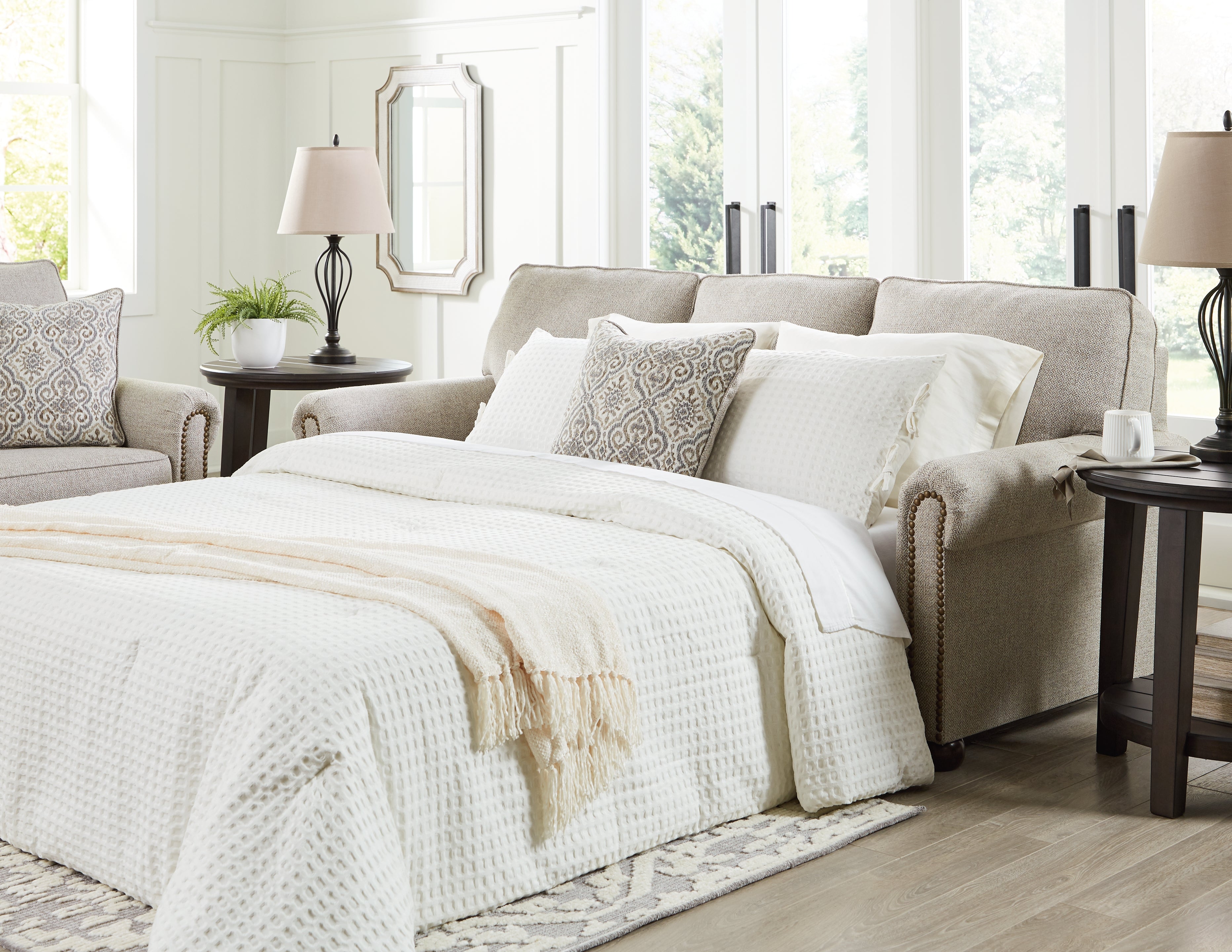 Ashley Furniture - Gaelon Queen Sofa Sleeper - Dune - Light Brown Fabric - Sofas