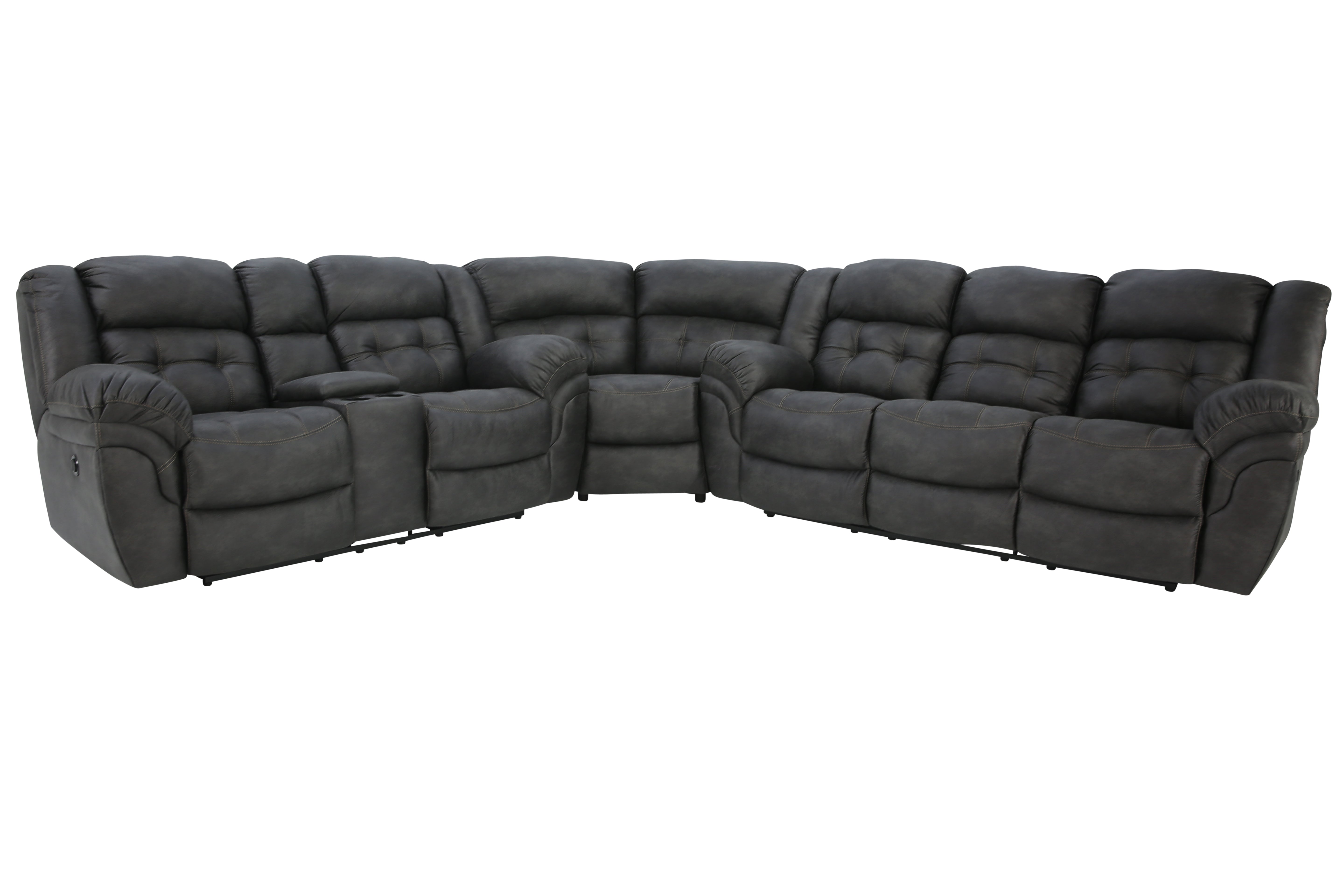 Haygen 3 Piece Power Sectional - Charcoal - Additional View 3