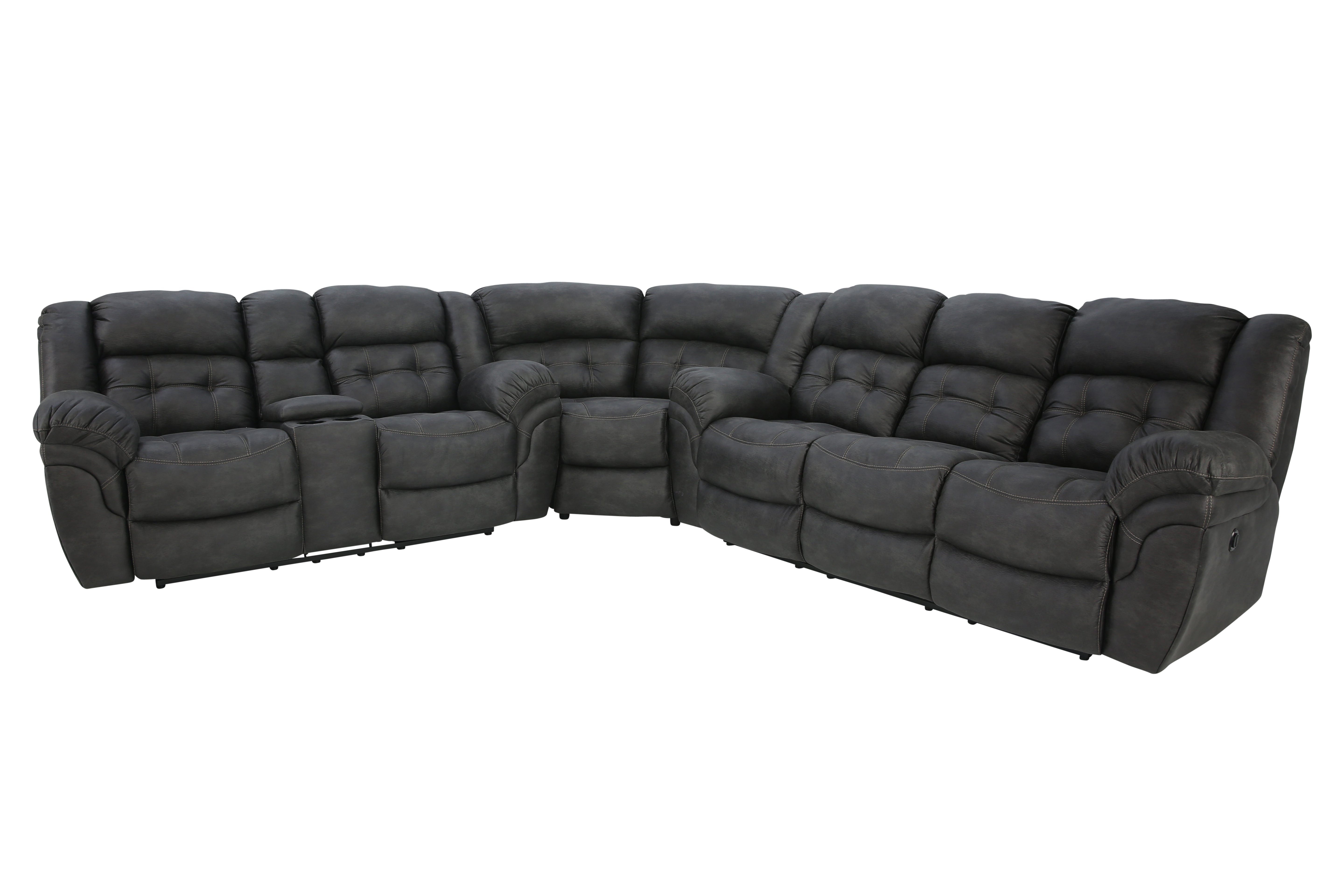 Haygen 3 Piece Power Sectional - Charcoal - Additional View 4