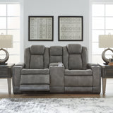 Ashley Furniture - Next-Gen Power Loveseat With Console - Slate - Dark Gray Faux Leather - Loveseats - Additional View 1