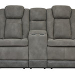 Ashley Furniture - Next-Gen Power Loveseat With Console - Slate - Dark Gray Faux Leather - Loveseats - Additional View 2