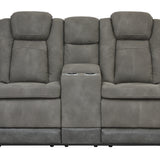 Ashley Furniture - Next-Gen Power Loveseat With Console - Slate - Dark Gray Faux Leather - Loveseats - Additional View 2