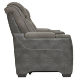 Ashley Furniture - Next-Gen Power Loveseat With Console - Slate - Dark Gray Faux Leather - Loveseats - Additional View 3