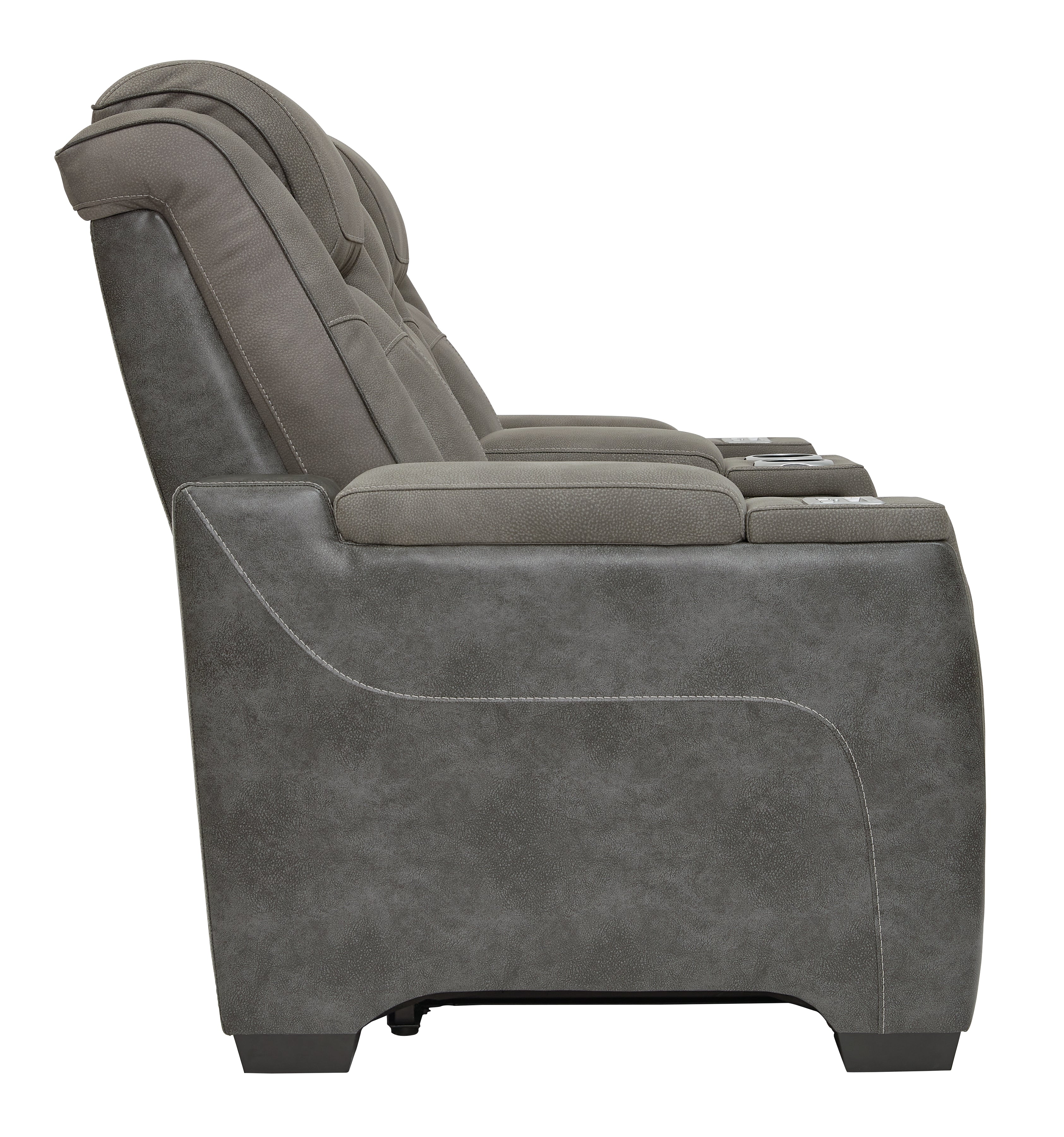 Ashley Furniture - Next-Gen Power Loveseat With Console - Slate - Dark Gray Faux Leather - Loveseats - Additional View 3